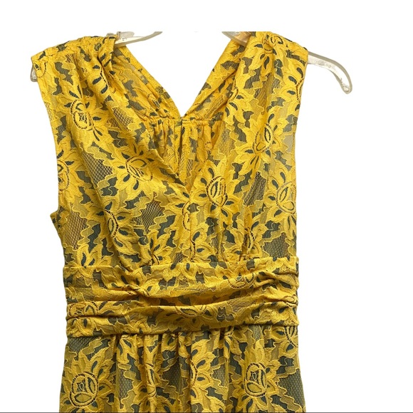 Plenty Tracey Reese dress 4 lace classic yellow over blue - Picture 5 of 8